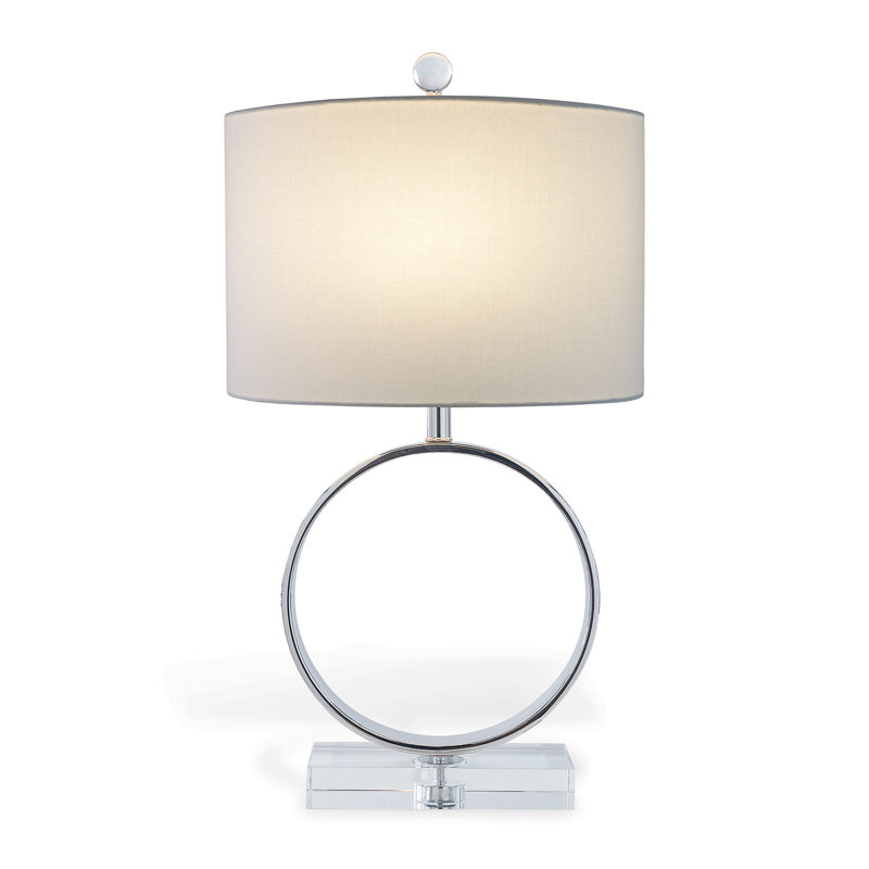 Lampe en cristal Megan, Transparent / Nickel, Blanc cassé