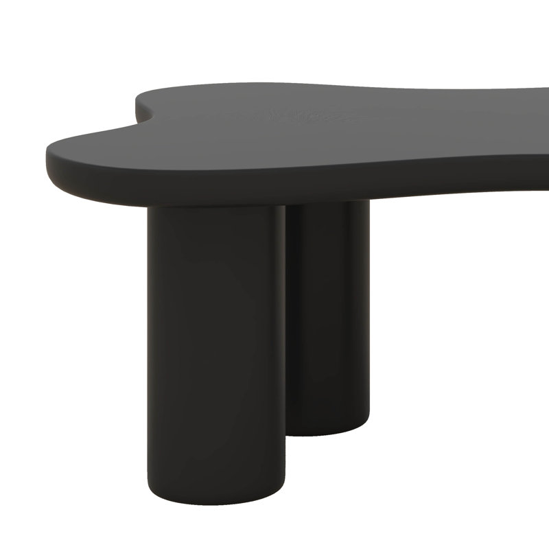 Table basse 44 po x 25,9 po Cloud avec plateau, table de bout irrégulière avec 3 pieds robustes, table centrale élégante avec bord rond