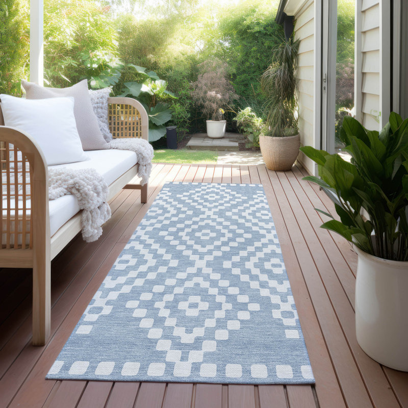 Malek Indoor/Outdoor Area Rug with Non-Slip Backing, Runner 2'3" x 7'6"