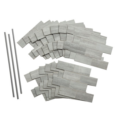 Carreau de collage Aspect peler et coller en métro gris (ensemble de 15 pieds carrés)