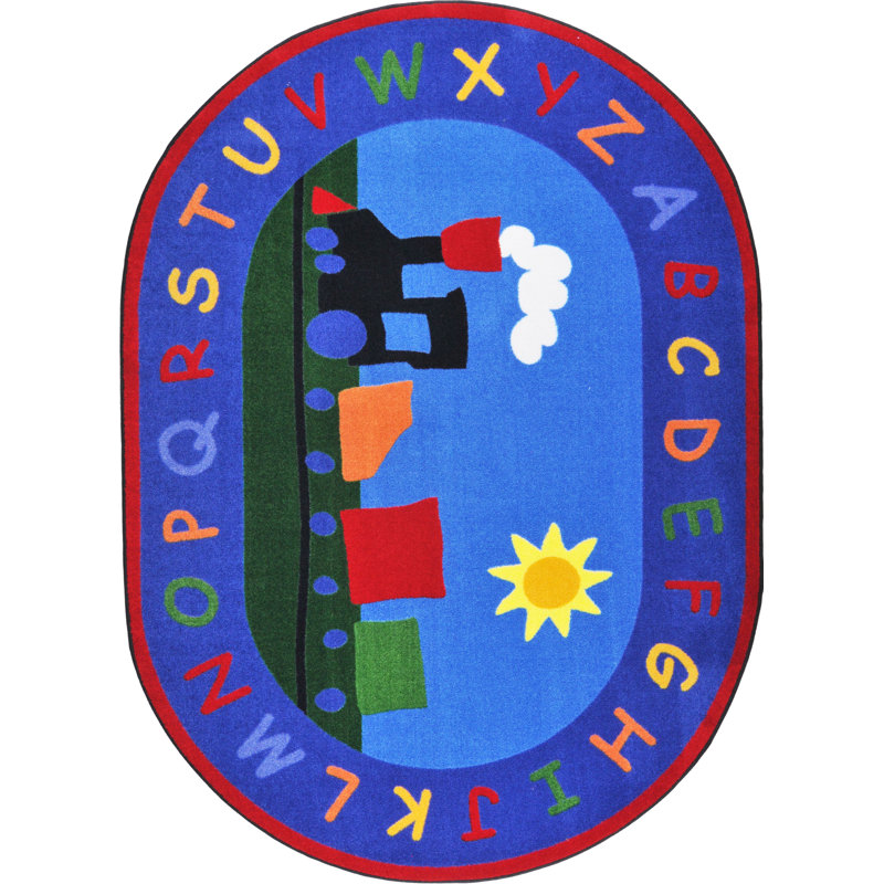 Tiny Train by Joy Carpets Area Rug, Oval 5'4" x 7'8"