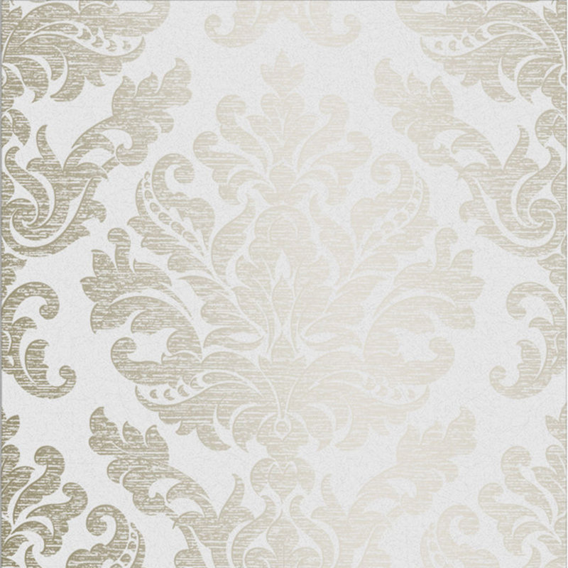 Damask Metallic Wallpaper Roll, Vieux