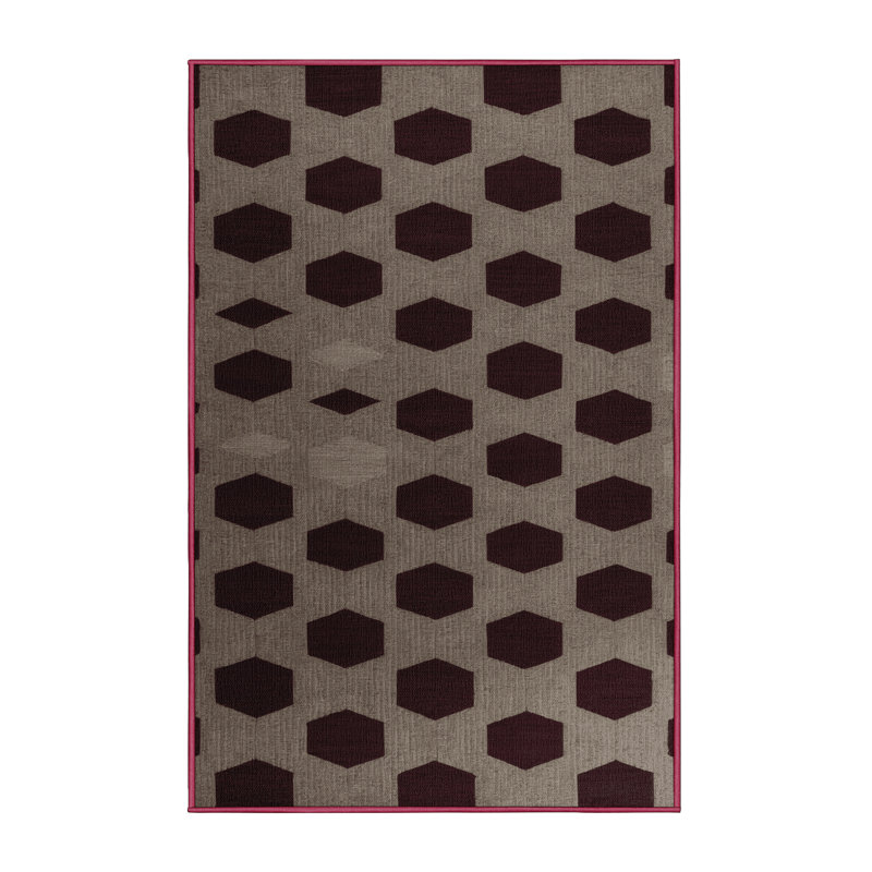 Tapis brun à carreaux lavable à la machine, Rectangle 7 pi x 10 pi