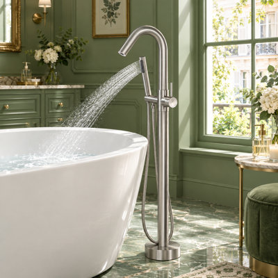 Robinet de baignoire d'extérieur en acier inoxydable 316 avec bec pivotant et douche à main