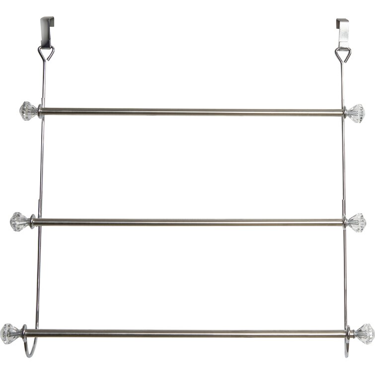 3 Tier Chrome Over Door Towel Rail Rack Hanger Holder Bathroom