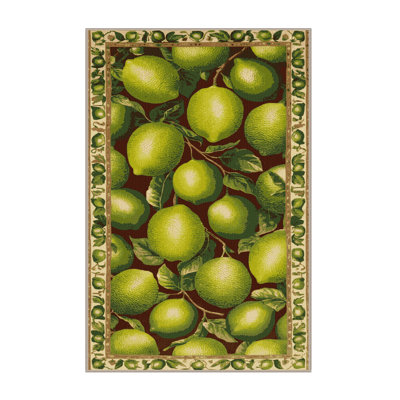  Washable Lime Persian Fruits Area Rug