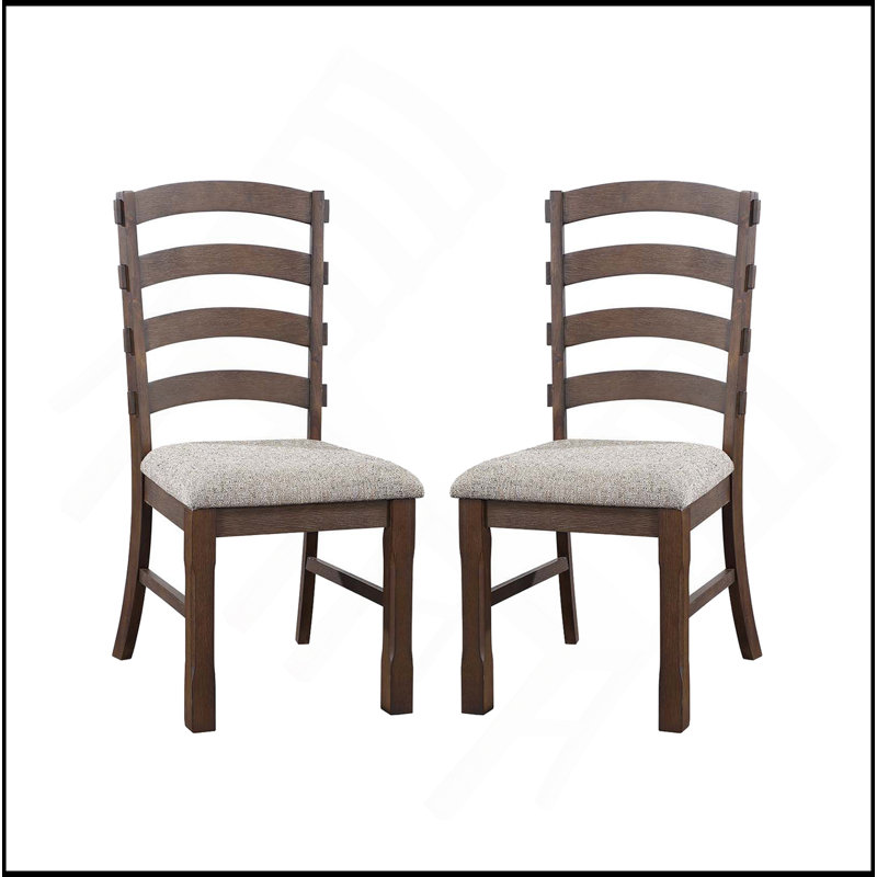 Ensemble de 2 chaises d'appoint avec siège rembourré, gris et brun rustique