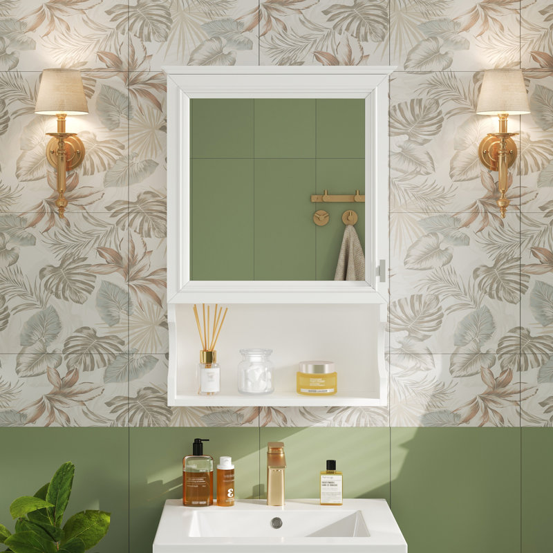 20'' Wall Mounted, Bathroom Cabinet, Half - Moon Shape, Soft Closing Hinges, High Definition Mirror Medicine Quality Hardware, Painted Finish