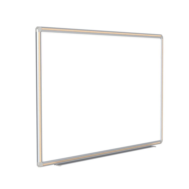 Ghent Magnetic Porcelain Whiteboard with DecoAurora Aluminum Frame, Light Maple, 4' H x 12' W