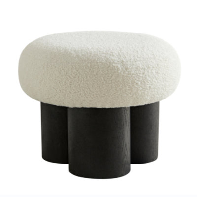 Mushroom Stool, Lamb Wool Seat, Barrel PVC Pipe with black ash willow
