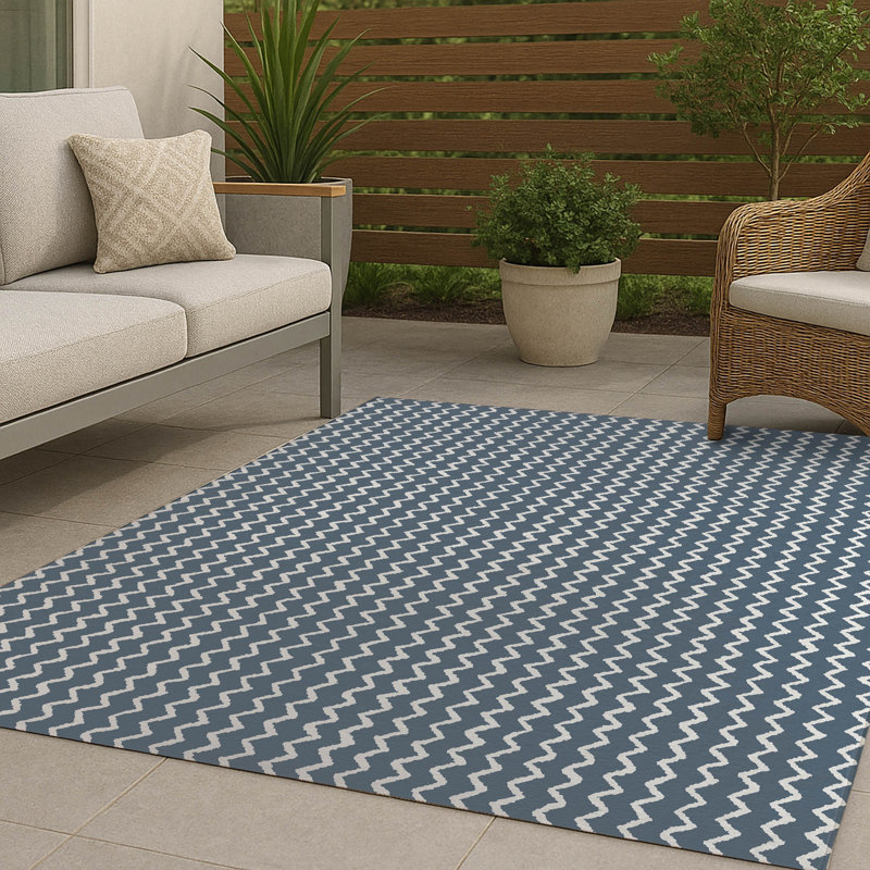 Chevron Wave Non-Slip Outdoor Rug, Rectangle 2' x 3'