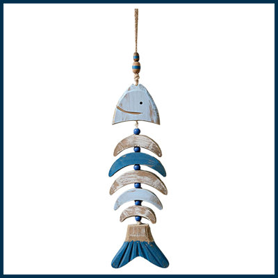 Rustic Wooden Fish Driftwood Wall Decor, Coastal Nautical Wall Art for Indoor & Outdoor Spaces