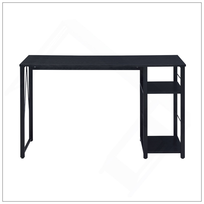 Bureau d'écriture rectangulaire polyvalent avec tablettes pour une productivité accrue, Noir