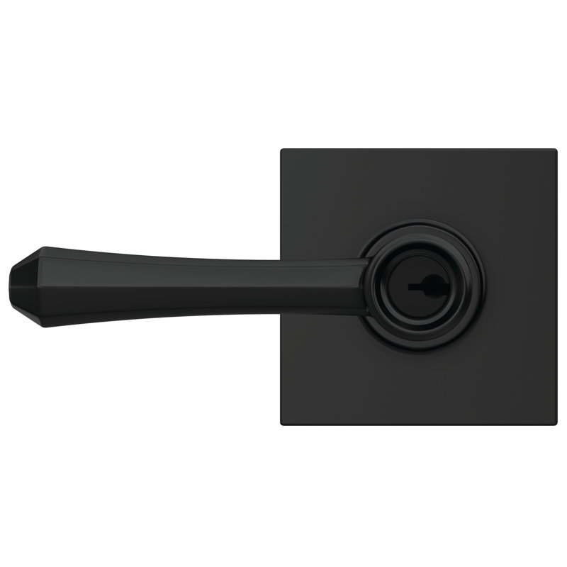 Dempsey Keyed Entry Lever with Collins Trim, Matte Black
