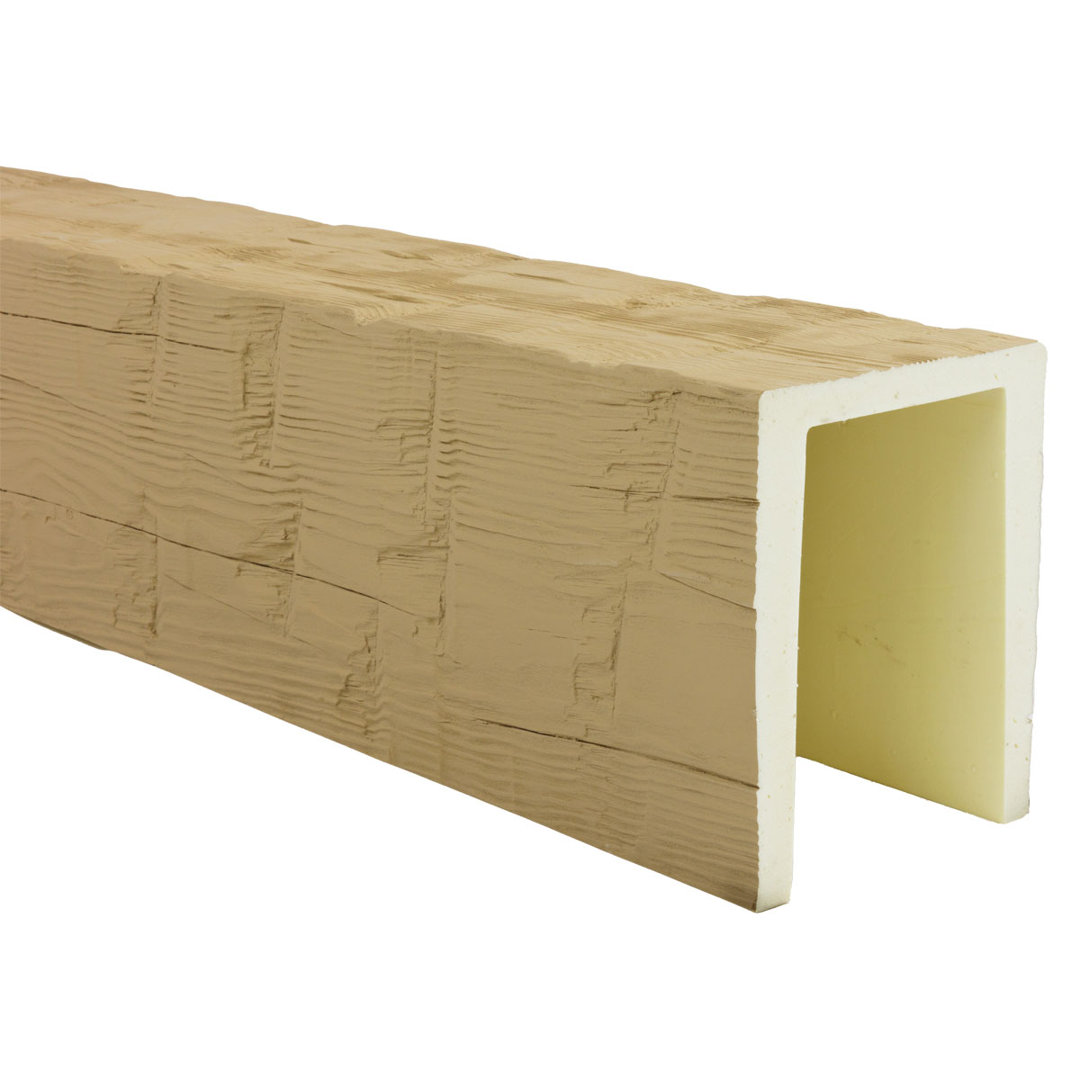 Heritage Timber Reclaimed Axed Cut Faux Wood 3-Sided Beam (U-Beam) Ekena Millwork 