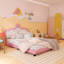 Lit princesse rembourré en bois avec tête de lit-209384892-209384893