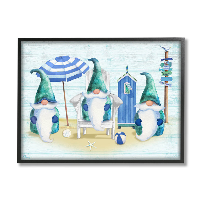 «Nautical Beach Gnome», estampe numérique par Paul Brent, Giclée encadrée noir minuit, H 11 po x l 14 po x P 1,5 po