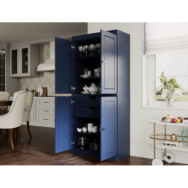 Bryani 100% Solid Wood Tall Kitchen Pantry Cabinet with Doors & 2 Drawers, Adjustable Shelves, Modular Kitchen Storage Cabinet, 32" W x 71.5" H