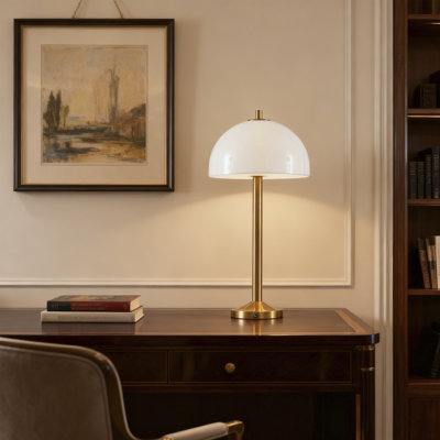 20" Glass Lampshade LED Table Lamp