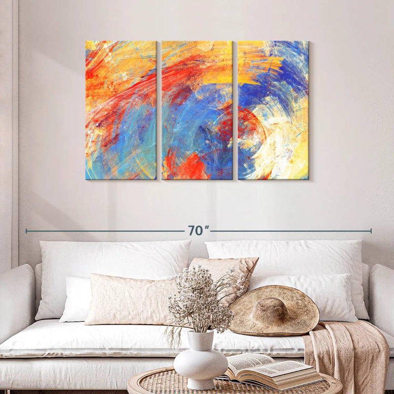 Avery Red Yellow Blue Abstract, 28" H x 45" W