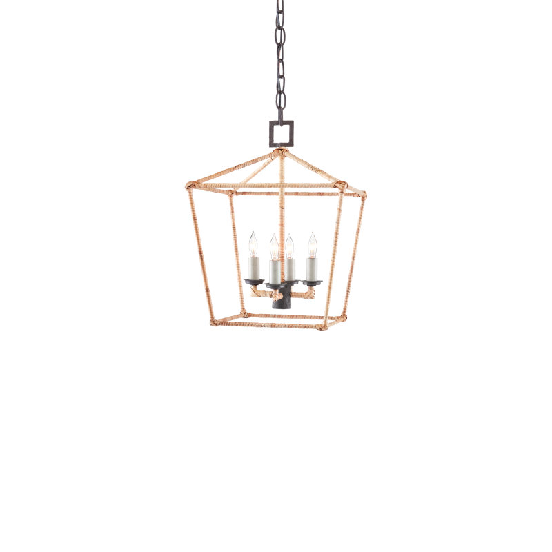 Lanterne moyenne en rotin Denison, H 17,5 po x l 12,25 po x P 12,25 po