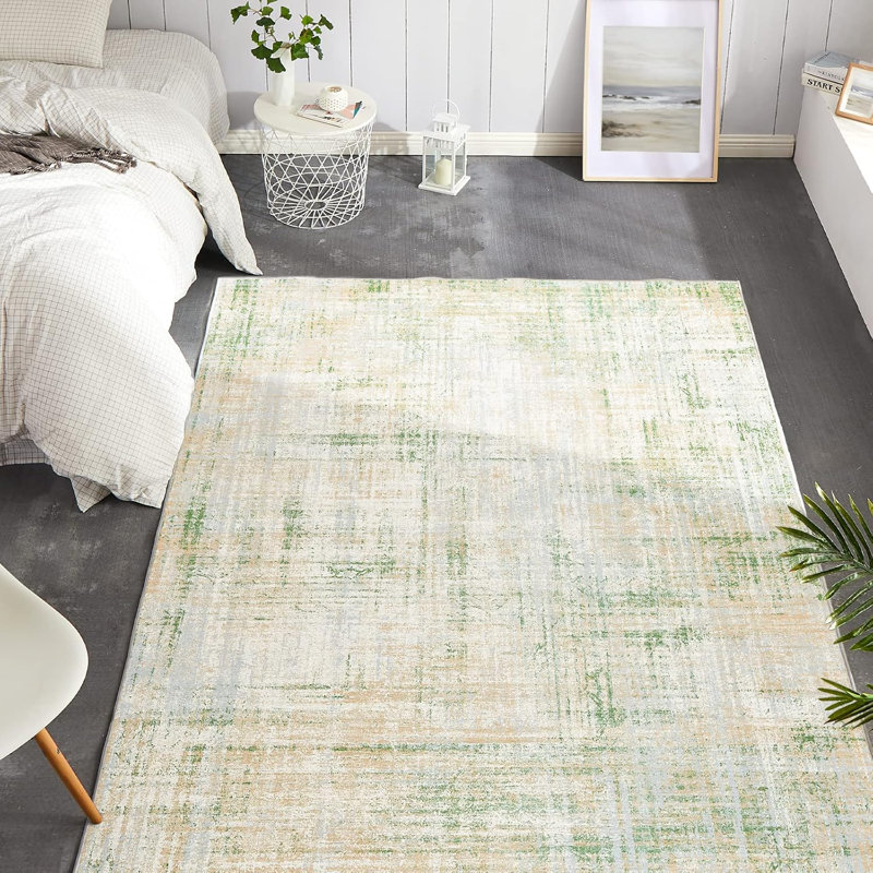 Green Foldable Thin Washable Rug Rug Boho Area Rug, Rectangle 60 x 90 cm