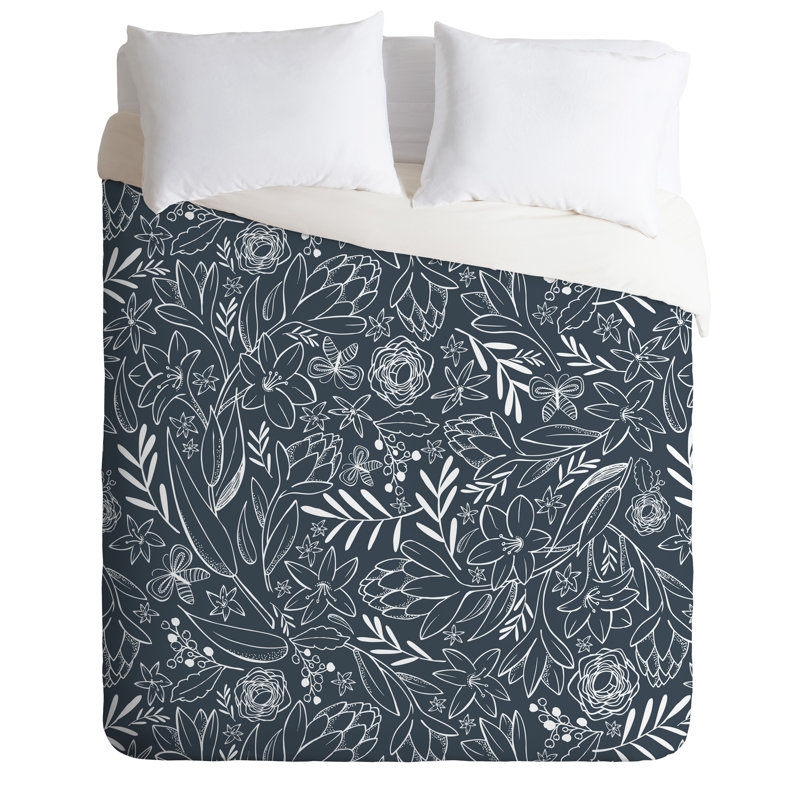Housse de couette sketchbook minuit botanique, Housse de couette pour très grand lit