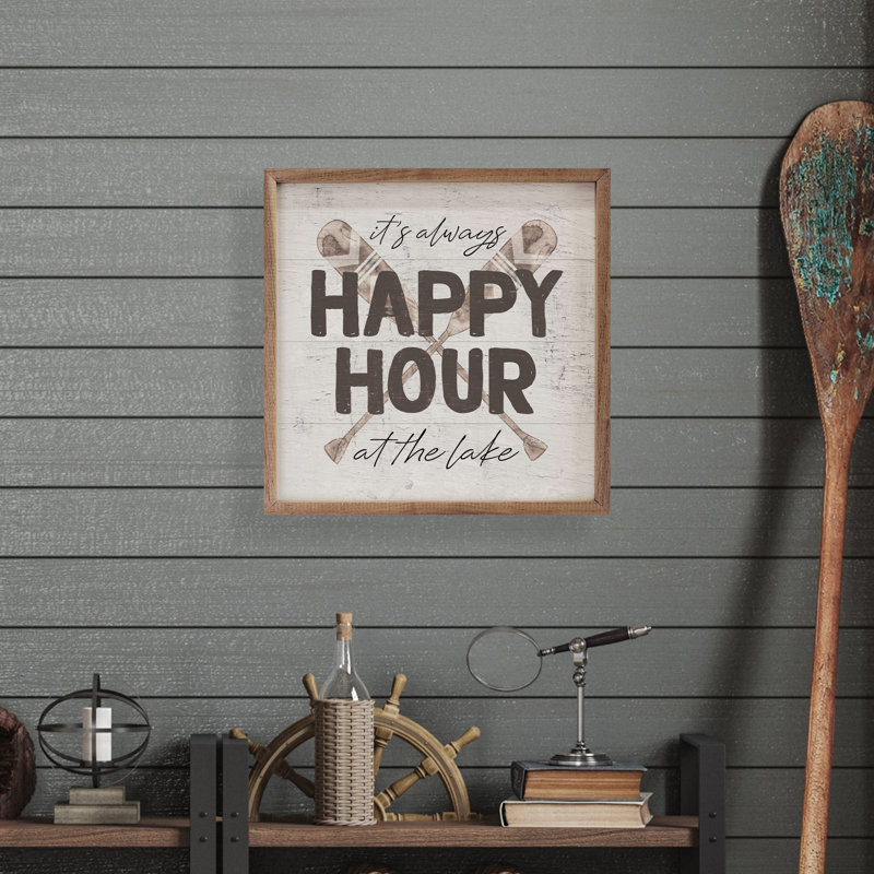 Happy Hour Lake Brown Oars Whitewash, H 8 po x l 8 po