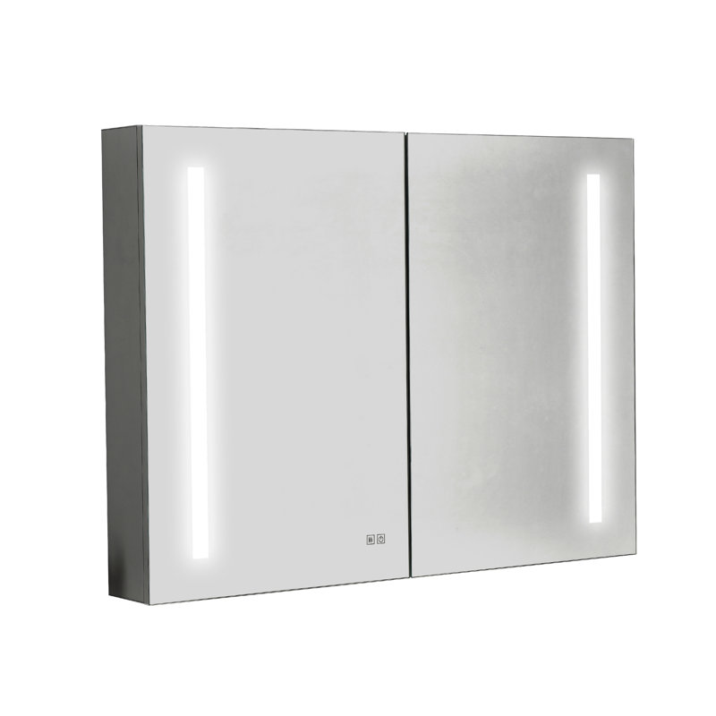 Armoire à pharmacie de salle de bain 30 po x 40 po à DEL, brouillard, éclairage à intensité variable, 3 modes de couleur, tous les miroirs, tablette réglable, armoire de couleur rouille, intensité variable, douille, aluminium
