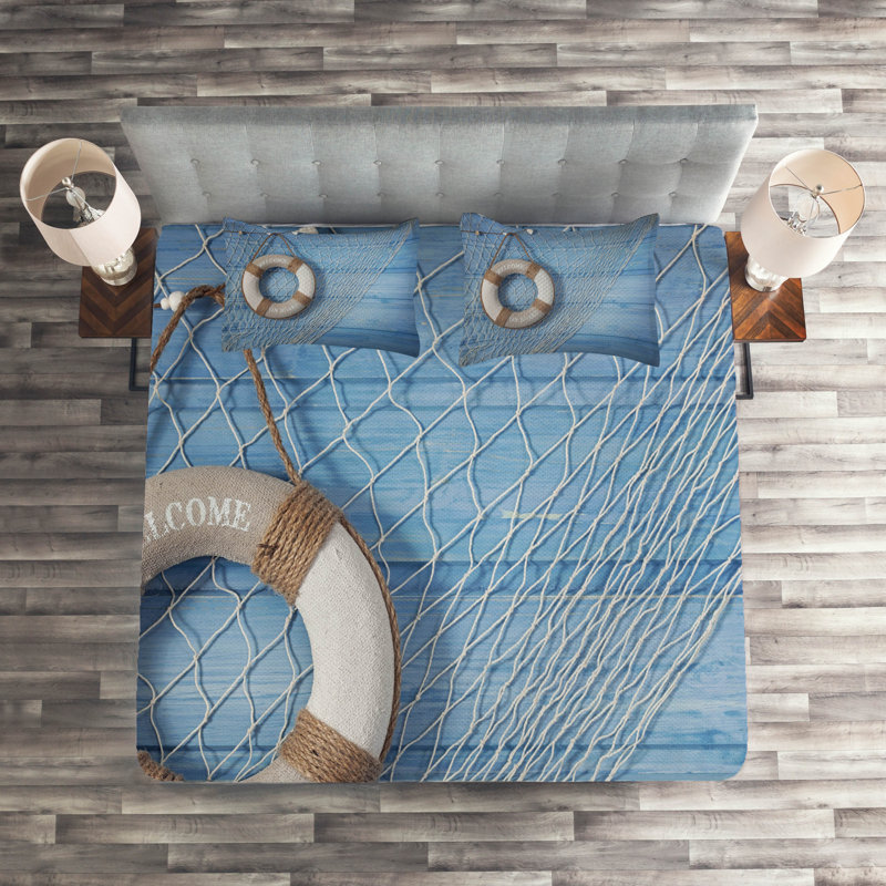 Buoy Polyester Coverlet, King Bedspread + 2 Shams