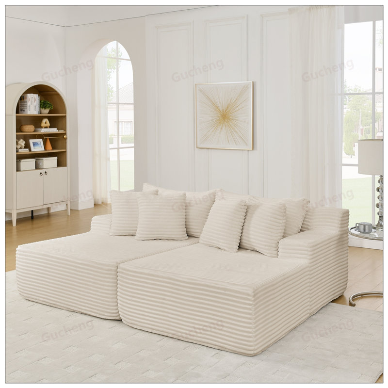 Fauteuil paresseux à deux places en tissu velours, aucun assemblage requis, parfait pour les salons et les chambres à coucher modernes