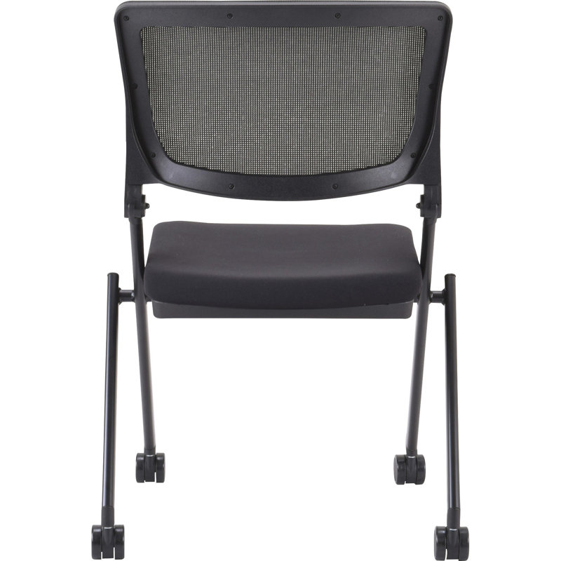 Black Mesh Back Folding Reception Chair with Metal Frame