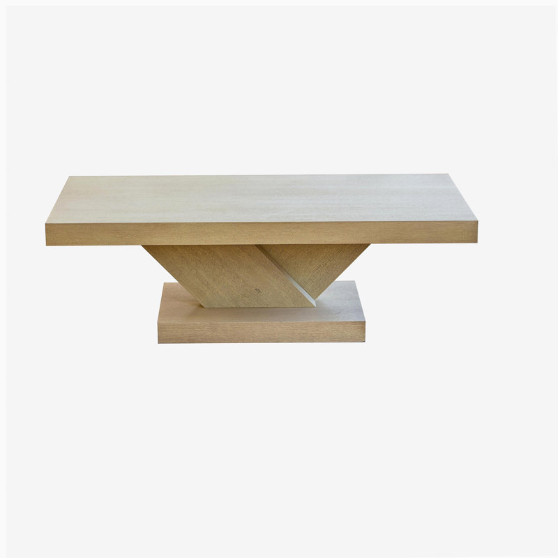 Table basse moderne de 47 po à pieds croisés, conception robuste en forme de X, placage en bois massif, grande table centrale de salon avec amplement d'espace de rangement, chêne délavé