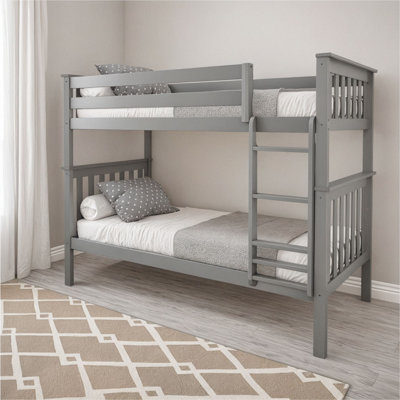 Twin over Twin Solid Wood Slat Standard Bunk Bed with Straight Ladder