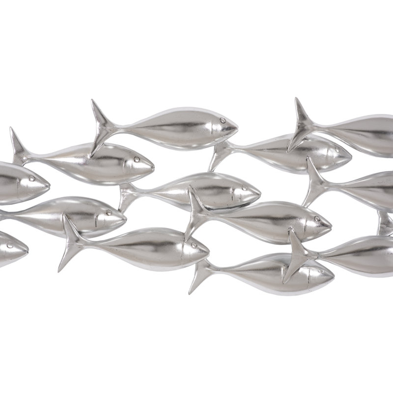 School Of Fish Wall Decor In Silver Leaf