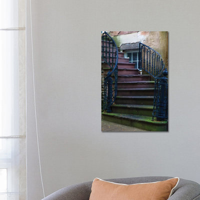 USA, Georgia, Savannah. Wrought Iron Railing At Home In The Historic District. by Joanne Wells - Wrapped Canvas Print