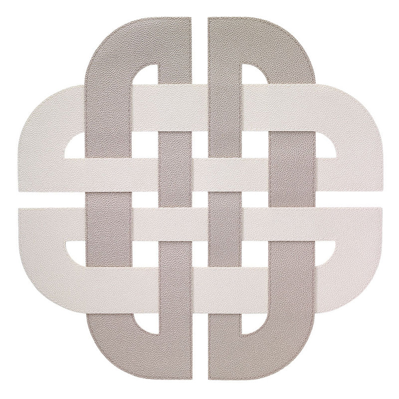 Galway Vinyl Geometric Woven Placemat, Pearl/Oyster