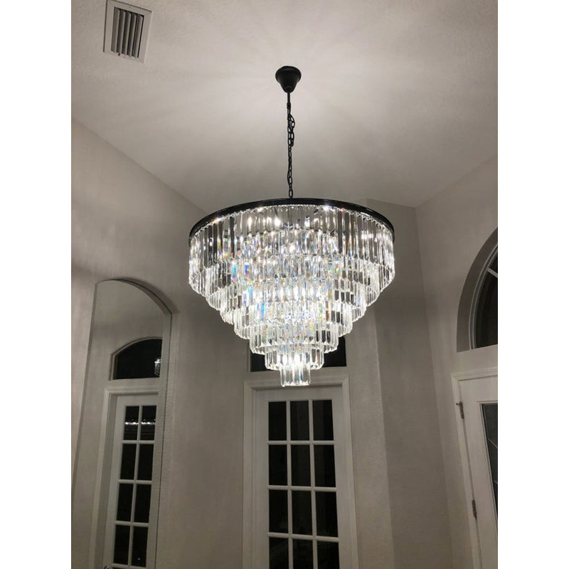 Lustre rond / ovale à intensité variable 33 lumières Strothers, Dark Bronze/Smoke, 29" H x 54" W x 54" D