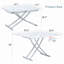 Table élévatrice multifonctionnelle moderne avec plateau en panneau de fibres à densité moyenne de 0,8 po d'épaisseur et pieds en métal argenté, peut être utilisée comme coiffeuse, table basse, table de salle à manger et table de bureau-1187106854