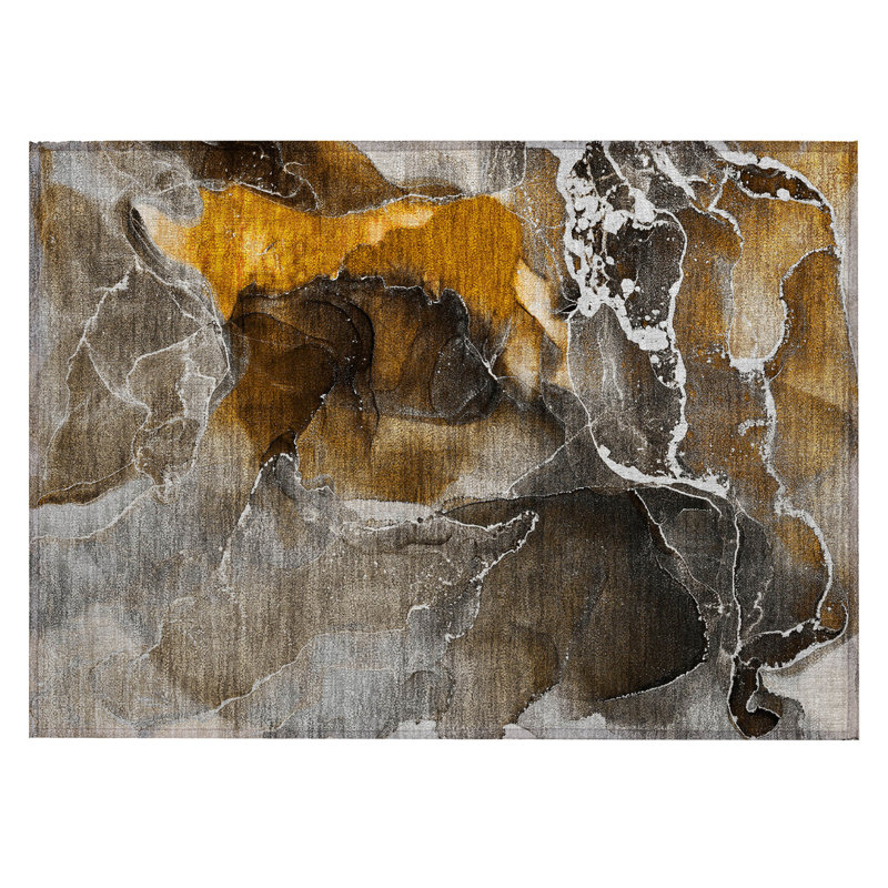 Tapis extérieur antidérapant lavable et antidérapant 2 pi x 3 pi brun et gris