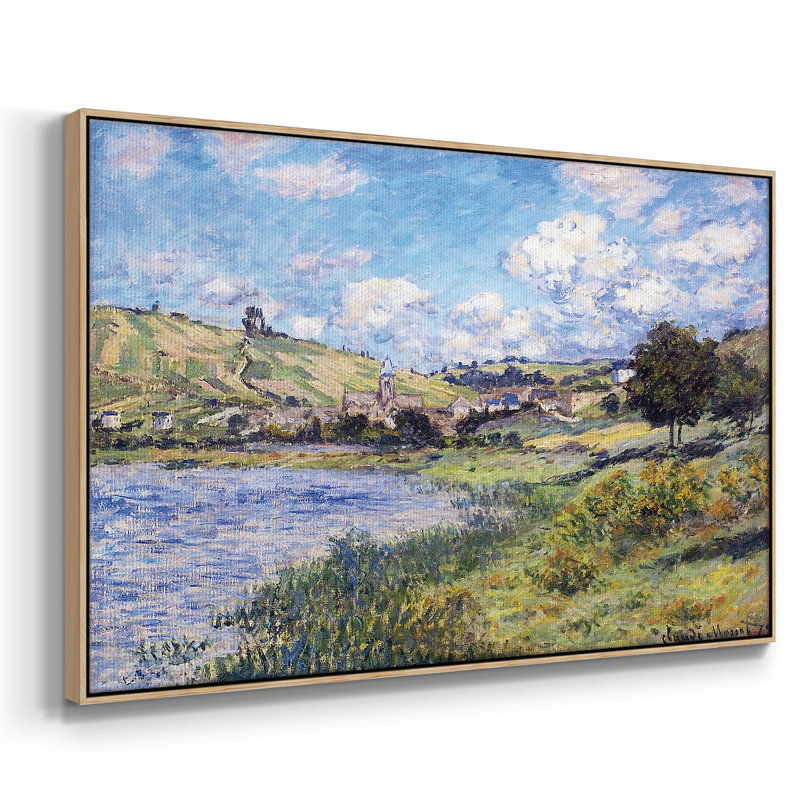 Vetheuil, Paysage, 1879, reproduction d'art sur toile, H 27 po x l 41 po x P 2 po, Cadre en bois naturel