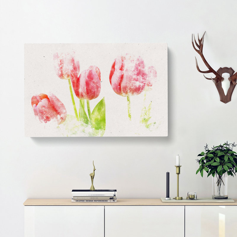 Beautiful Pink Tulips - Wrapped Canvas, 35cm H x 50cm W x 3cm D