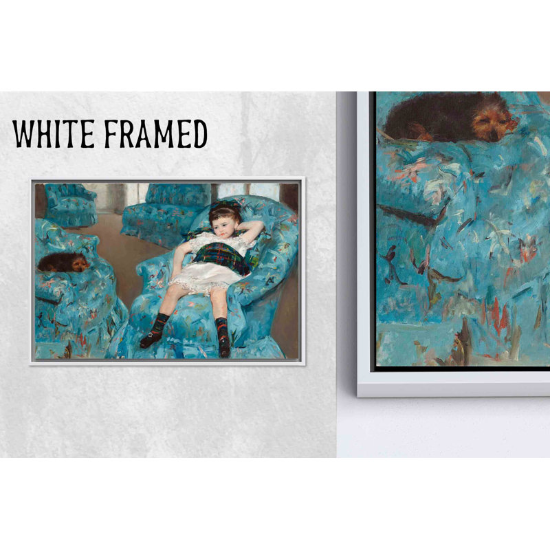 «Girl in Blue Arm fauteuil», reproduction d'art moderne, toile encadrée, toiles à cadre blanc 1P, 47,3 po H x 67 po l
