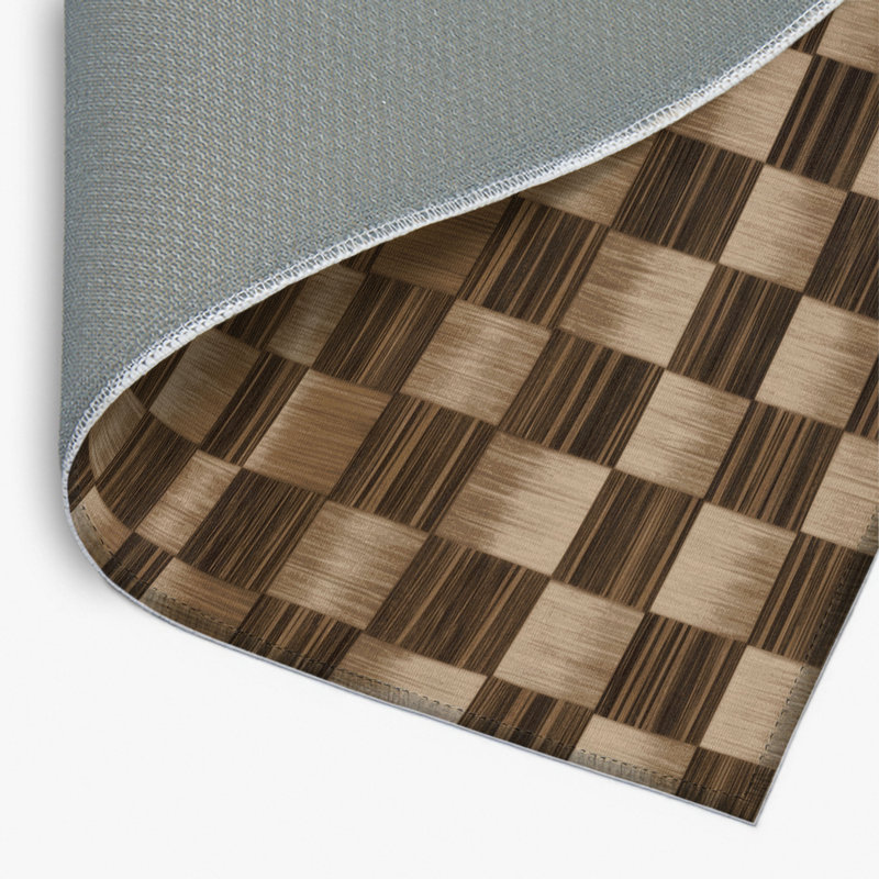 Tapis d'intérieur et d'extérieur à carreaux brun, Rectangulaire 8 pi x 10 pi