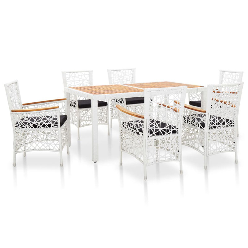 Burcin Square 4 - Person Dining Set with Cushions, White/Brown, 5