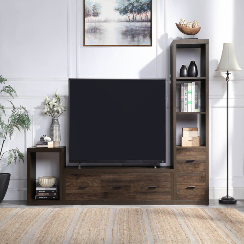 Harel 62'' Walnut Finish Media Console with Storage Cabinet
