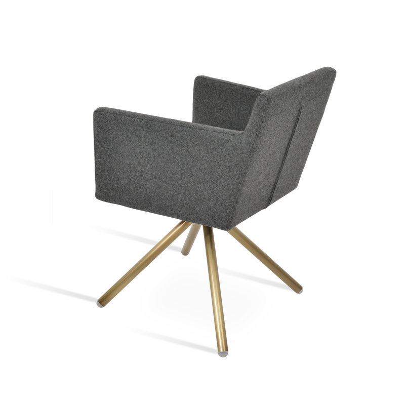 Fauteuil Harpoint, Laiton, Gris foncé