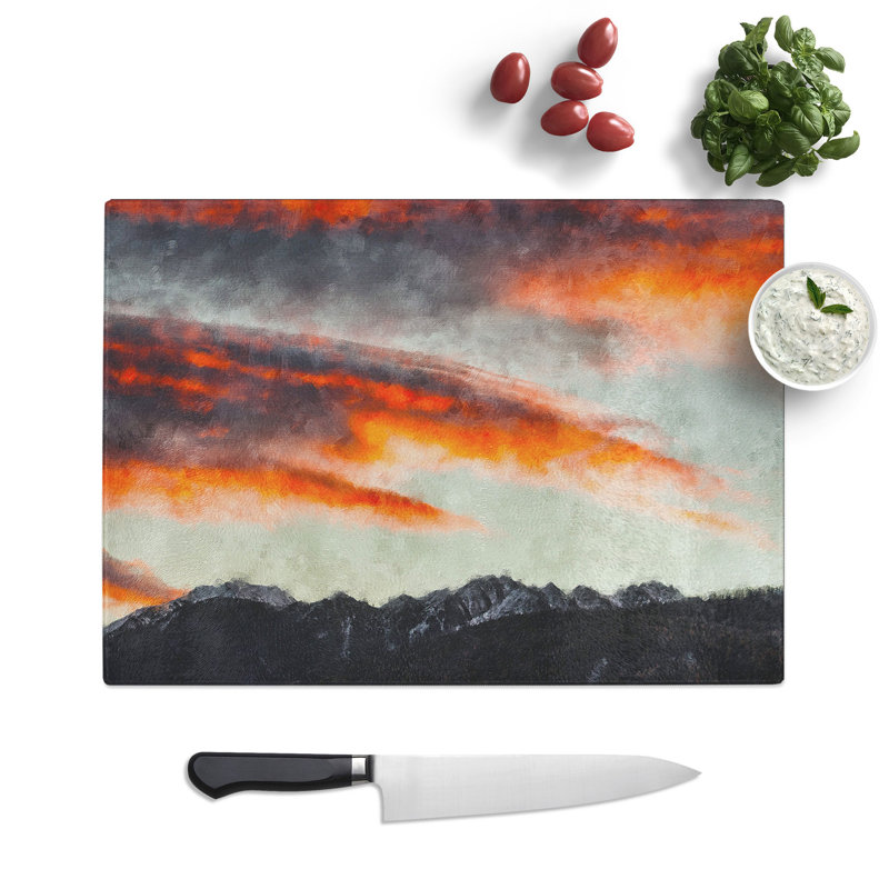 Tempered Glass Covered with Clouds Chopping Board, 20 cm x 28.5 cm
