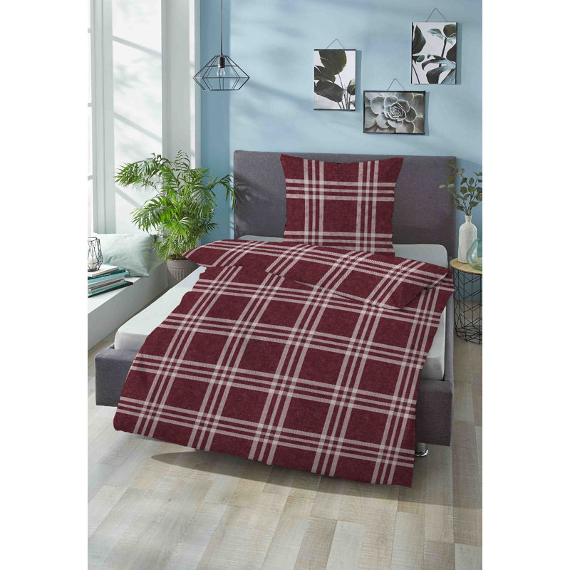Flannel 30 TC Duvet Cover Set, Single, Burgundy