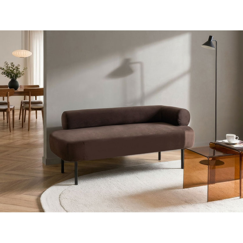 Deletha Upholstered Chaise Lounge, Right Hand Facing, Velvet, Dark Brown